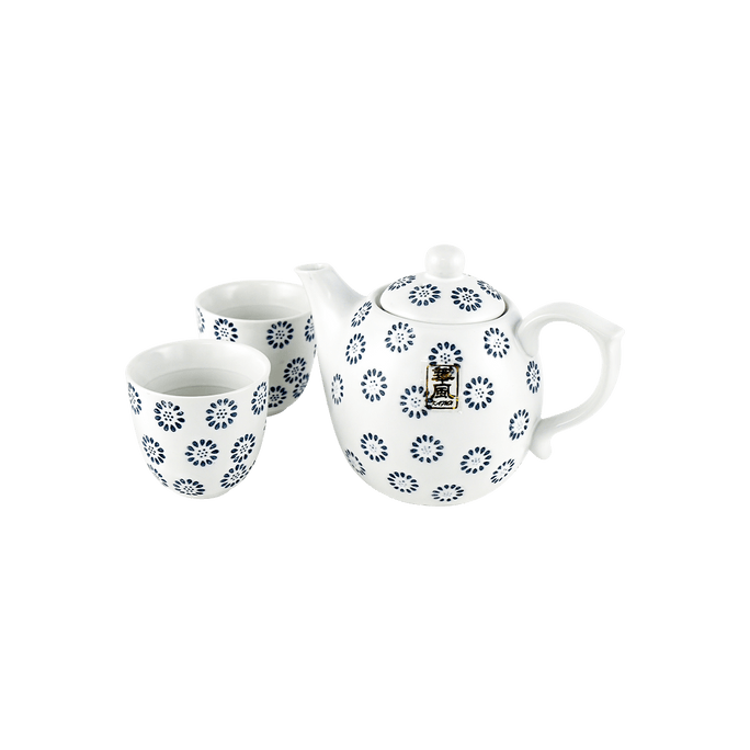 日式花點茶具組 茶壺1個 茶杯2個