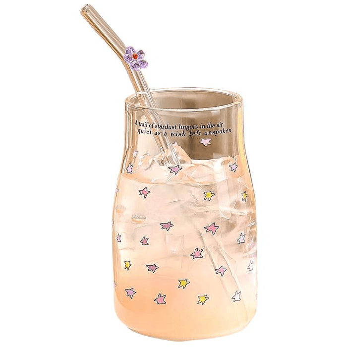 Kawashima House Star Glass Cup High Temperature Resistant And High Beauty Household Water Cup Pink 500ml