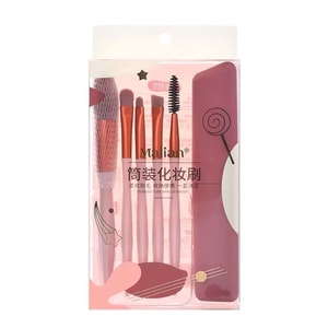 Makeup Brush Set Blush Brush Eyeshadow Brush Eyelash Brush Lip Brush Angled Lip Brush Storage Bucket Pink 1/box