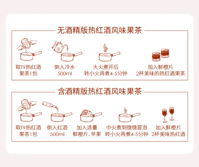 Fruit Tea Mulled Wine Flavor Smooth Taste Rich Aroma Alcohol Free Spice Bag Ideal For Womens New Year Gifts Family Gatherings Holiday Parties 70g