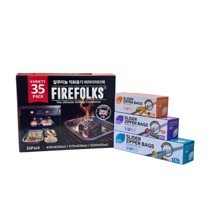 Aluminum fire-safe tray Variety Pack & Slider Zipper Bags Set