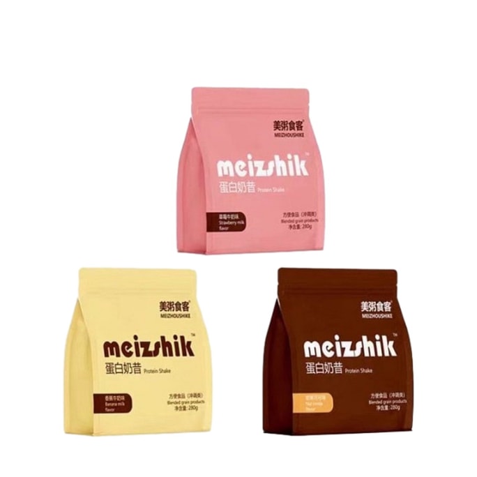 【香港直送】美州石科 食事代替プロテインシェイクパウダー（ナッツ＆ココア味 280g + ストロベリー＆ミルク味 280g + バナナ＆ミルク味 280g） - 高タンパク質、満腹感