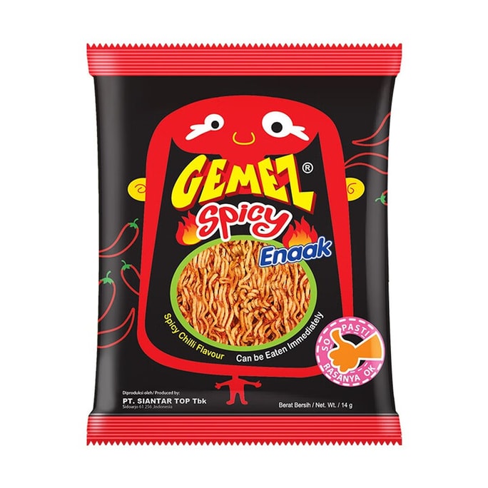 【中国直邮】 印度尼西亚 GEMEZ 印尼进口小鸡干脆面(火辣鸡肉味)14克*4包 56克