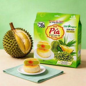 越南BANH PIA 榴莲咸蛋黄绿豆夹心酥饼 斑斓味 400g【低糖点心】