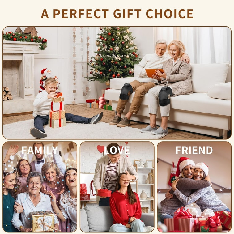 Knee Massager with Heat - Cordless Heated Knee Brace with Vibration for Pain Relief, Rechargeable Knee Heating Pad with 5 Heat Levels and 3 Massage Mode, Ideal Gift for Mom Dad 7