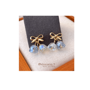 Glass crystal bell bow earrings (Pair pack)