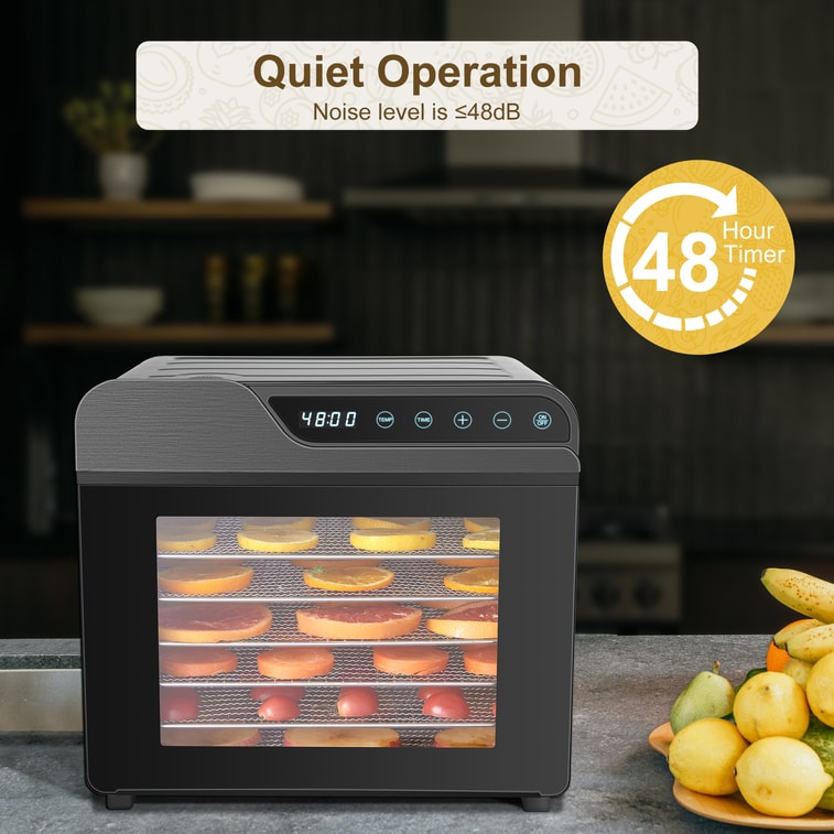 【中国からの直送】Amzgachfktch 8段式ステンレス製食品乾燥機 625W フードドライヤー タイマー調節可能 温度165°F 乾燥機 6