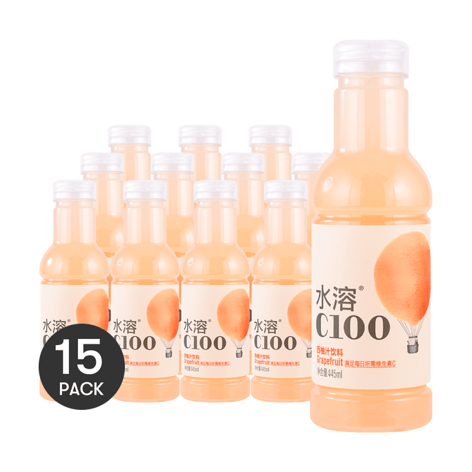 C-100 Grapefruit Flavor Juice Water 445ml*15【15 Packs】