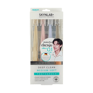 泰國SKYNLAB 深層清潔中軟毛牙刷 溫和潔齒不傷牙齦 4 支裝 簡約款 【BKPP代言】