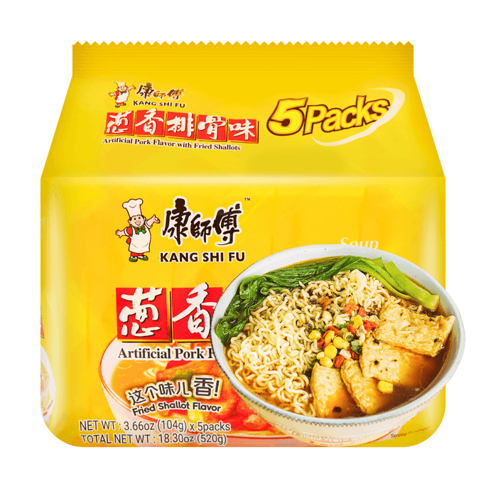 康师傅 方便面 葱香排骨味 5连包 520g
