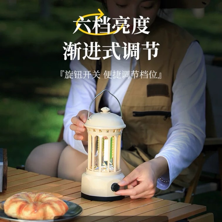 【North America】Retro Rechargeable Outdoor Camping Tent Lamp Courtyard Ambiance Light LED Lighting Handheld Lantern 5
