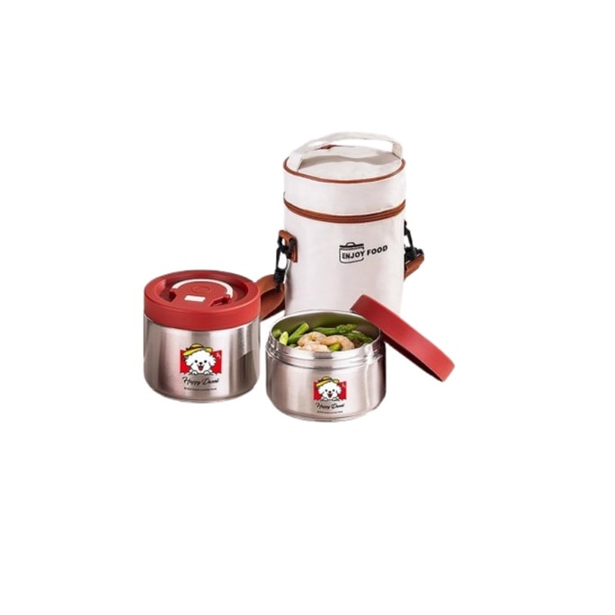 [중국 직배송] Qintaitai 진공 스테인리스 스틸 보온 도시락 상자, 초장형 보온, 이중층, 1240ml + 도시락 가방