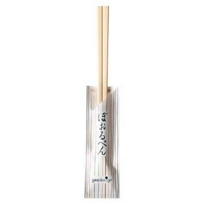 日本geodesign 花式纹样一次性木筷状趣味黑字圆珠笔 WB-32 白色条纹 0.8mm 1支