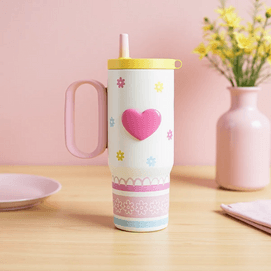 川岛屋 大容量 316不锈钢杯子 保温保冷 粉色砰砰双饮保温杯 750ml 