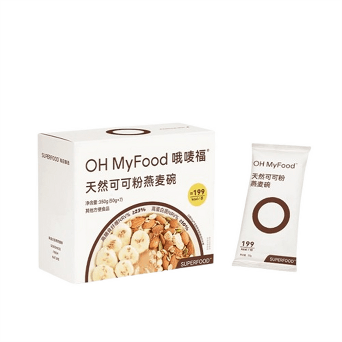 【中国直邮】 OHMYFOOD 哦唛福 哦唛福 天然可可粉燕麦碗粉抹茶茉莉燕麦碗即食冲饮代餐 天然可可粉味350g/盒