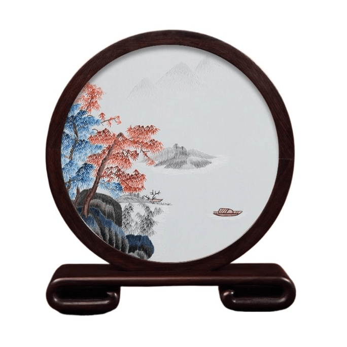 [중국 직송] 아름다운 풍경이 담긴 수저우 자수, 수제 실크 자수 장식품, 21.5*24*4.5cm