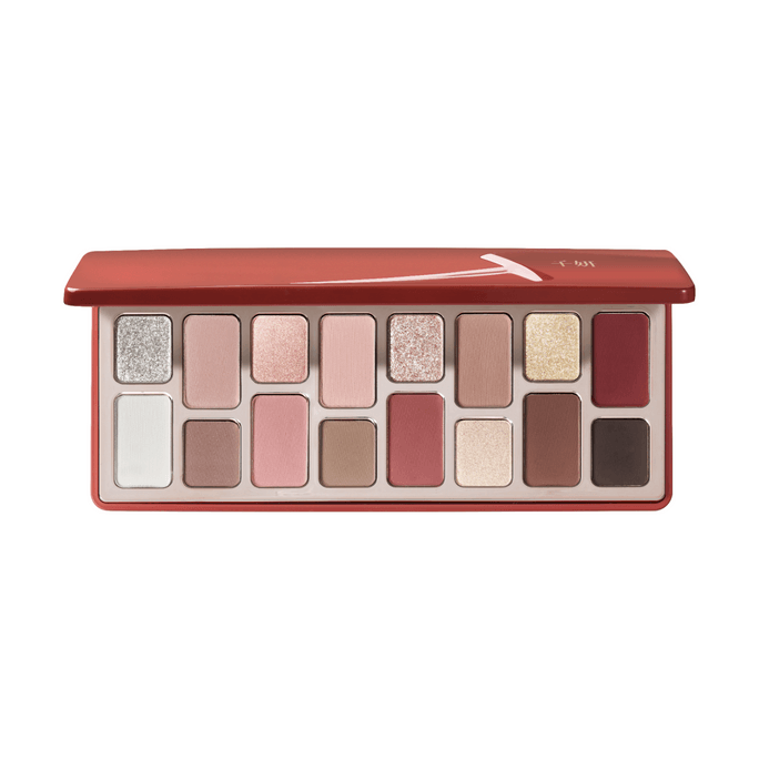 Qianyan [Article phare, une palette pour plusieurs styles de maquillage des yeux et du visage] [Ne s'estompe pas facilement, ne vole pas de poudre, idéal pour les débutants] Palette d'ombres à paupières à seize couleurs, mate, nacrée, illuminatrice, polyvalente, multicolore #12 Admiration, plateau de camélia de neige, 16g, rouge