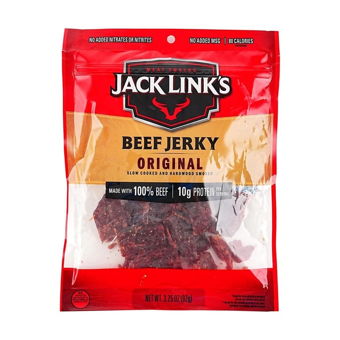 Beef Jerky, Original Flavor, 3.25 oz 【Low Calories High-Protein Healthy Snacks】