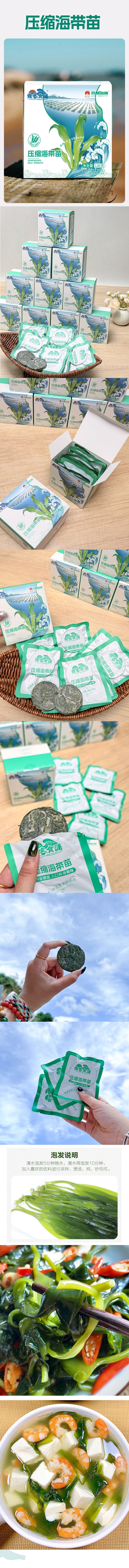 Organic Compressed Kelp Sprouts Crisp Tender Hot Pot Essential Vacuum Sealed 0.26lbs(0.026lbs*10Bags)