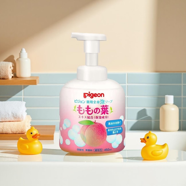 日本PIGEON贝亲 婴儿新生儿宝宝 桃子水沐浴露洗发二合一 450ml 含保湿成分