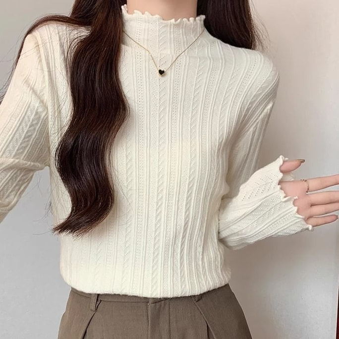 New Interior Slimming Base Knit Sweater In Apricot Color S
