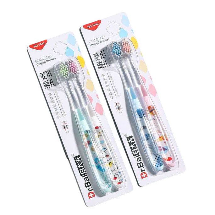 Diamond spiral soft bristled toothbrush [4 pieces inside] 1 * pack