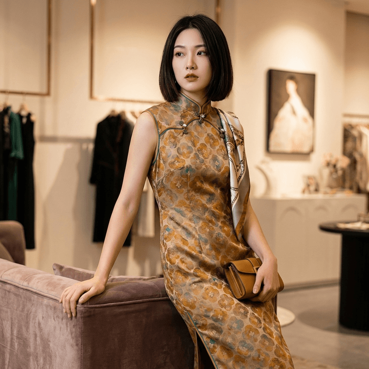 silk oriental dress Red Silk Tea Ceremony Qipao Slim Fit Bridal Cheongsam with cap sleeve M / Red