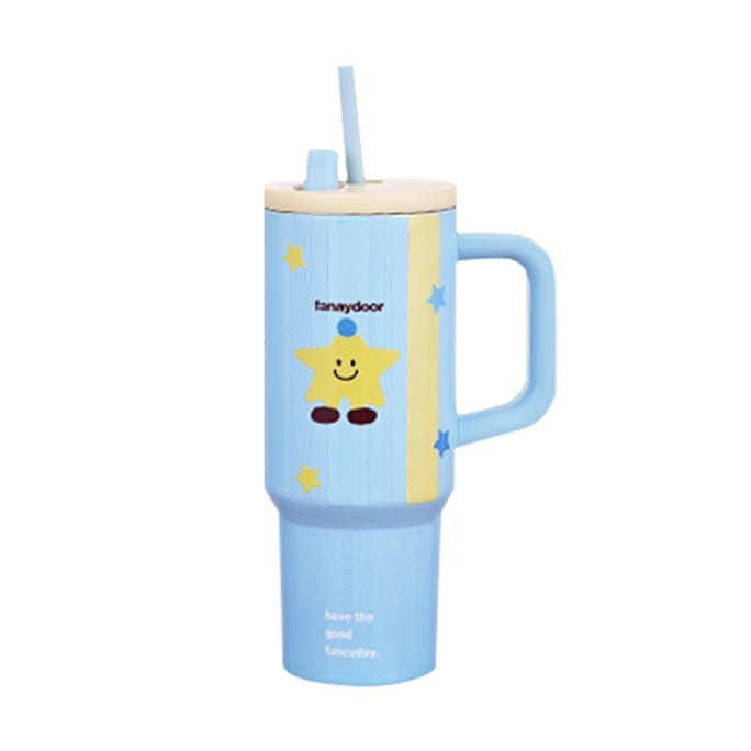 New popular cartoon style large capacity 316 stainless steel lined straw ton cup insulated cup cheese starfish Christmas gift