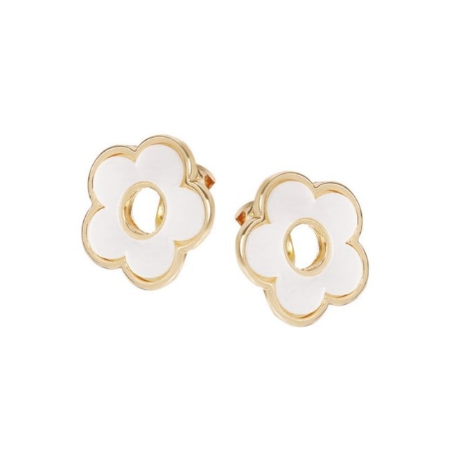 White Flower Stud Earrings
