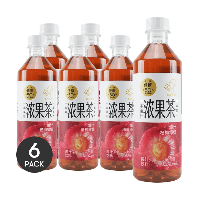 【50%真果汁添加】喜茶 爆汁楊梅綠妍 低糖零脂果汁茶飲料 450ml *6【6份超值裝】