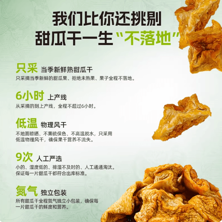 Dried Cantaloupe Rich In Dietary Fiber Minerals Vitamins Developed By Xinjiang Academy Of Agricultural Sciences Natural Fruit Snack Office Casual Snack 23g*3 Bags 3