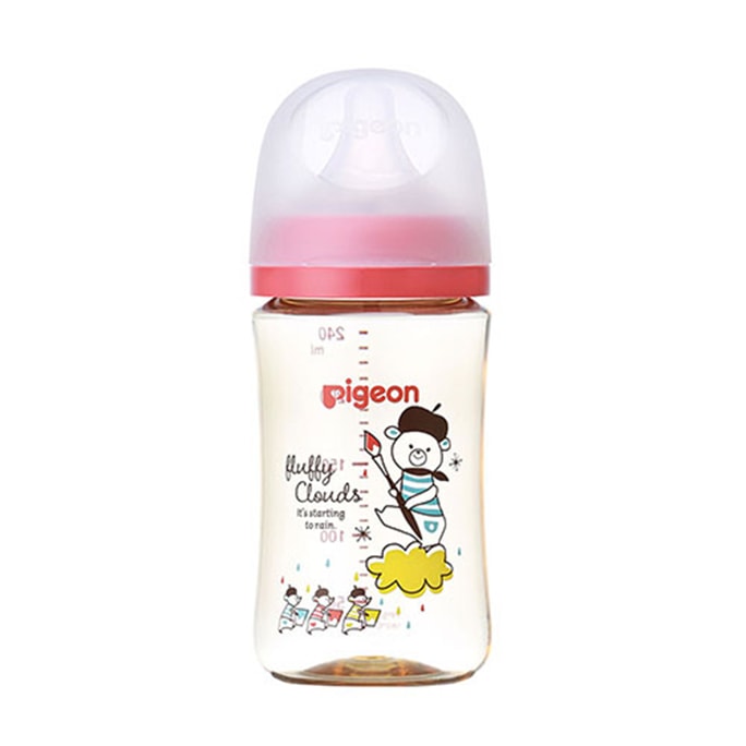 【日本直邮】PIGEON贝亲 新生儿三代塑料奶瓶240ml PPSU奶瓶耐摔仿母乳自然实感 小熊款