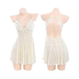 Lace Milf Fishing System Deep V See-through Nightgown Erotic Lingerie Sexy Bareback