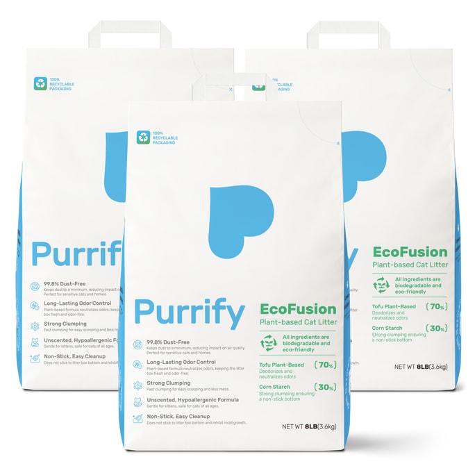 Purrify 珀瑞 EcoFusion 植物性結團貓砂 24磅(整箱裝)