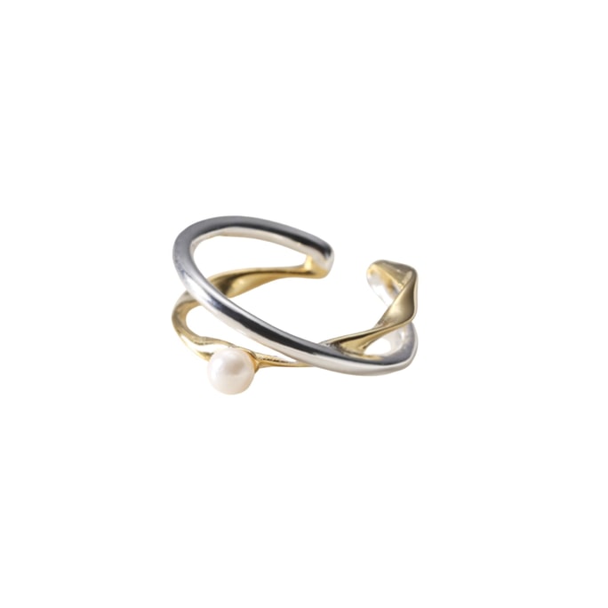 SHAPES STUDIO 双色925银珍珠戒指(可调节) 一个