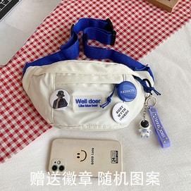 【中国直邮】 HSPM 日系ins暗黑运动百搭工装斜挎包 白色带宇航员挂件  白色 1个装