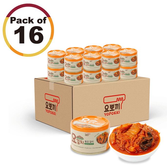 Korean Canned Stir-fried Kimchi Napa Cabbage (16 Pack Stir Fried Taste)