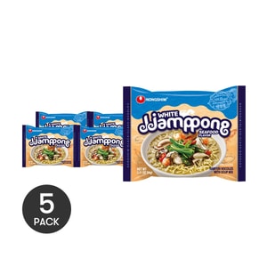 흰 짬뽕 해물맛 - 라면과 스프믹스, 3.31온스 *5【5팩】【튀기지 않음】