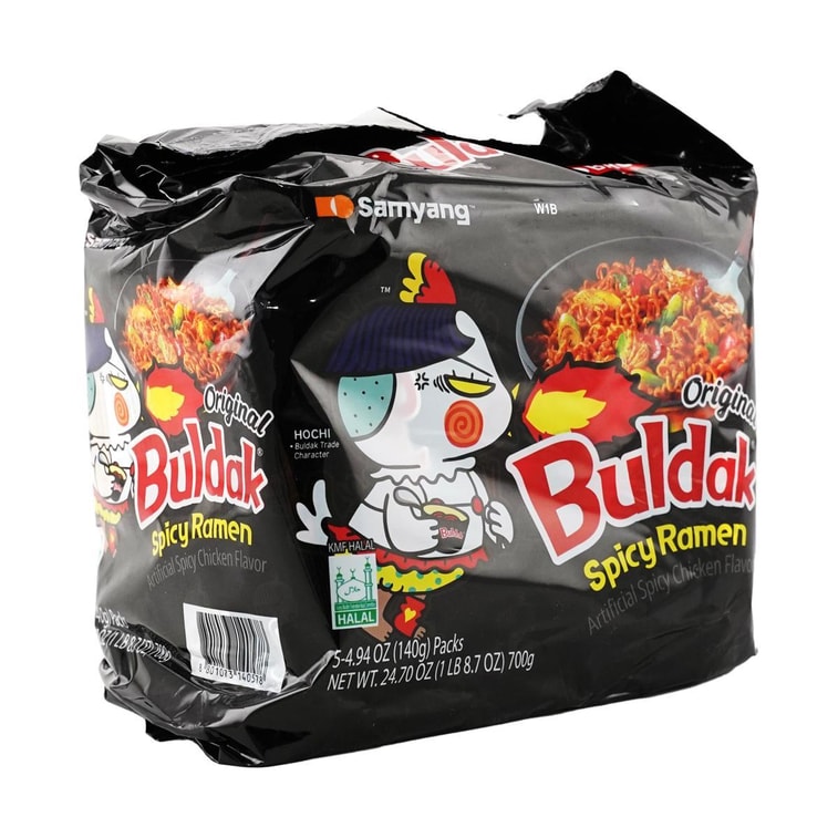 Korean Buldak Noodles Stir-Fried Ramen - Hot Chicken Flavor, 4.94 oz*5 ,24.7 oz【Trending on TikTok】【Packaging May Vary】 4