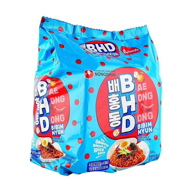 韩国NONGSHIM农心 BHD Bae Hong Dong 韩式拌面 甜辣拌冷面 4连包 548g 【明星同款】 9