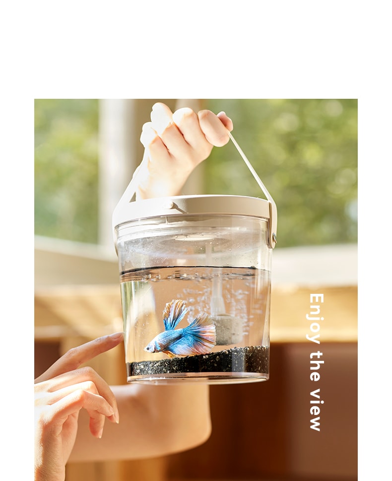 OLAYKS 魚缸新款小型桌上型工作便攜式戶外打氧無線注氧金魚缸