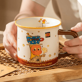 川岛屋 星星人陶瓷杯子 咖啡星星人 复古可爱风家用咖啡杯水杯子 400ml