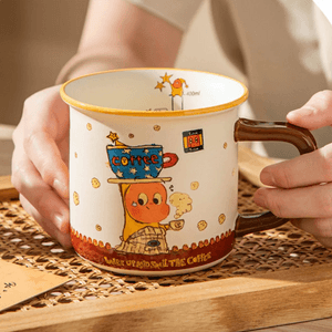 川岛屋 星星人陶瓷杯子 咖啡星星人 复古可爱风家用咖啡杯水杯子 400ml