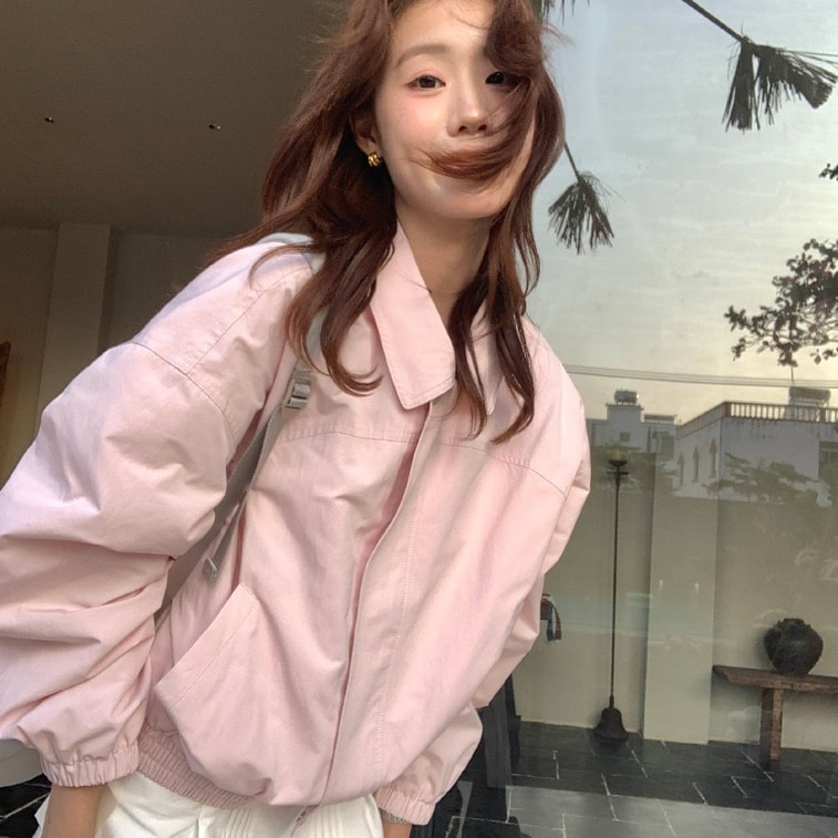 Blush Breeze Cropped Jacket Pink Free Size 4