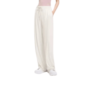 [중국에서 직접 메일] Kazuko Ono 2024 아이스 실크 자외선 차단 바지 여성 여름 캐주얼 시원한 얇은 슬리밍 스포츠 바지 스트레이트 레그 와이드 레그 팬츠 흑요석 블랙 S 사이즈