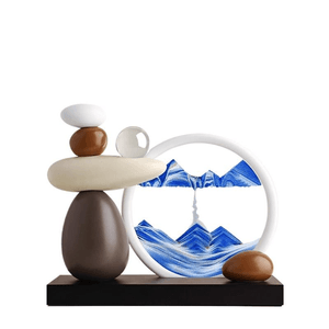 Bei Hanmei's Flowing Sand Painting Ornament With Clouds Upward And White Frame 18cm