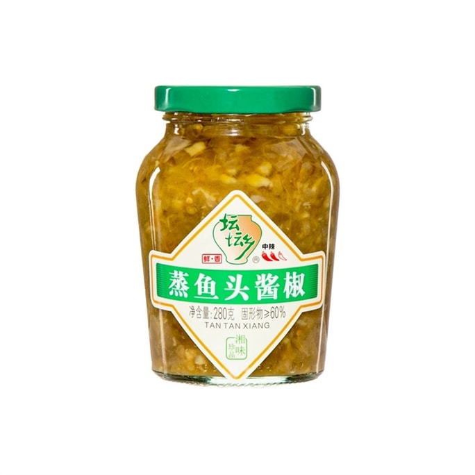【中国直邮】 坛坛乡 蒸鱼头酱椒 开味泡椒拌饭辣椒酱青剁椒湖南特产拌面280g/瓶