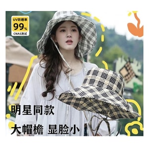 Wide-brimmed Checkered Fisherman's Hat (Black and White Checkered)1 pc