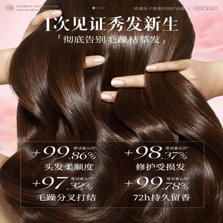 【中国直邮】 欧橘 鱼子酱发膜 角蛋白矫正修护 专攻烫染受损发 补水顺滑毛躁【清冷玫瑰花香】300g/瓶