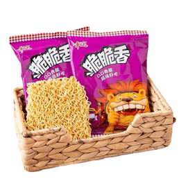 【中国直邮】 幸运 干脆面整箱装干吃面怀旧晚上解饿解馋小零食小吃休闲食品 脆脆香干脆面 怪味 40g*5包